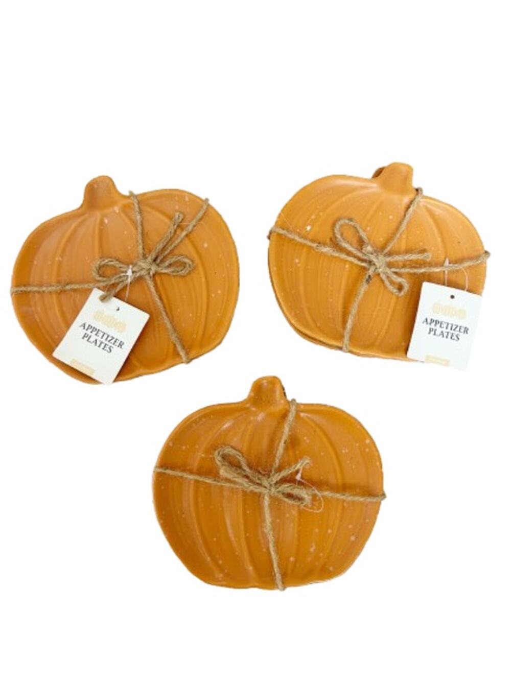 Ceramic Pumpkin Appetizer Plates Set 6 Orange Fall Harvest NWT 7 In Lot 3